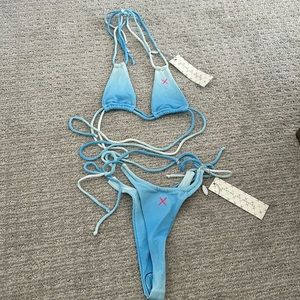NWT Boutine LA Roamer ombré blue bikini top and bottom- honeycomb , medium